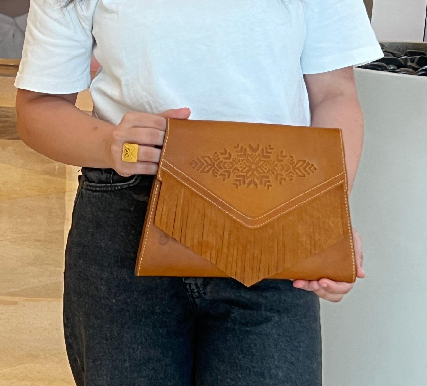 Clutch with Tassels & strape