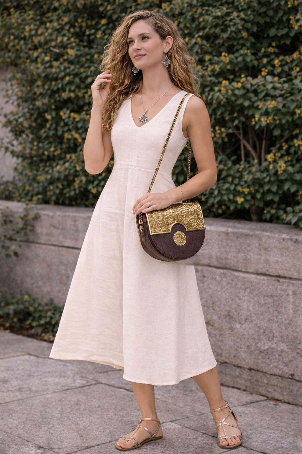 Handmade real leather calligraphy and pharaonic design bag