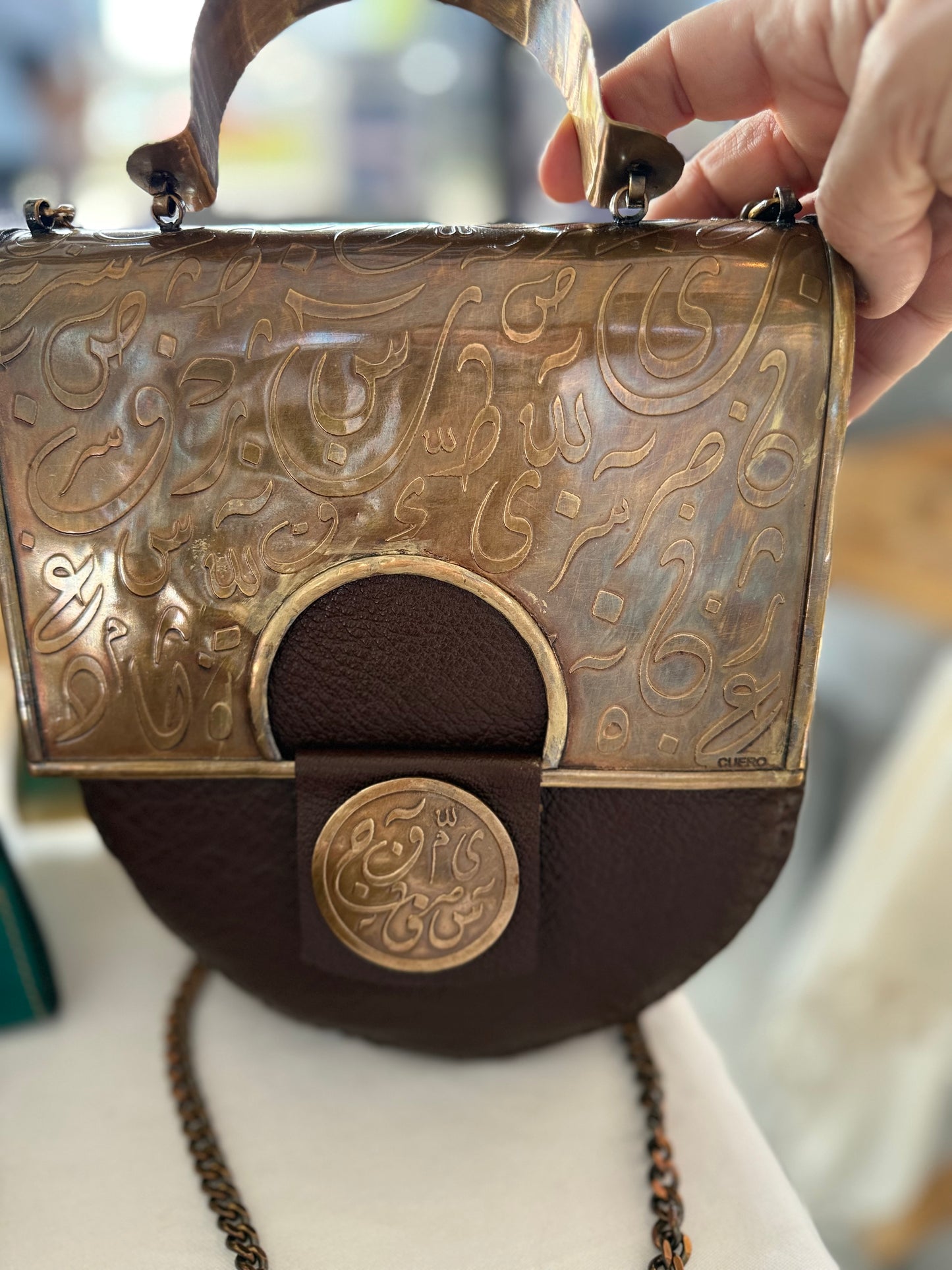 Handmade real leather calligraphy and pharaonic design bag