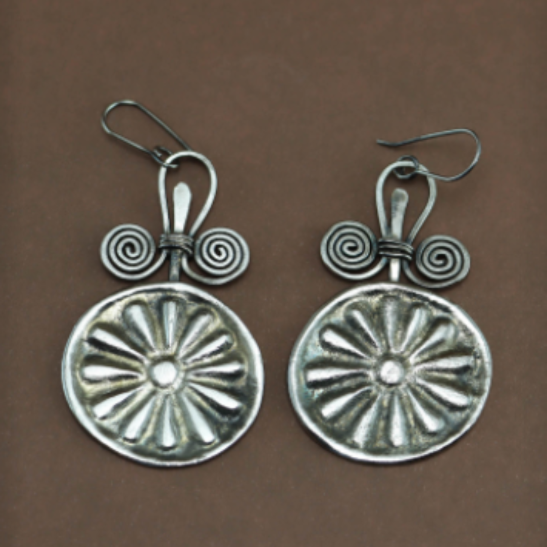 Brass Pharaonic Flower Earrings