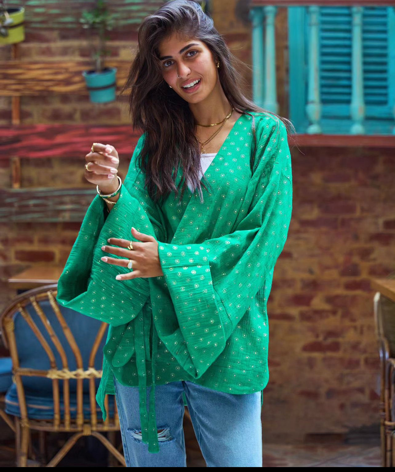 Green Indian style Cardigan