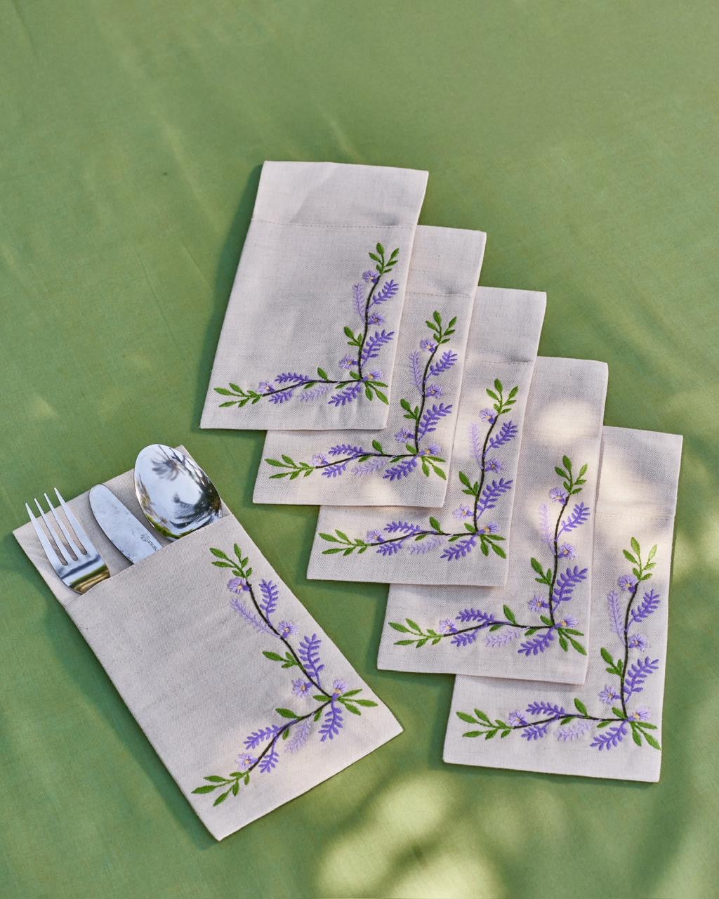 Lavender Bloom Cutlery Sleeve Set