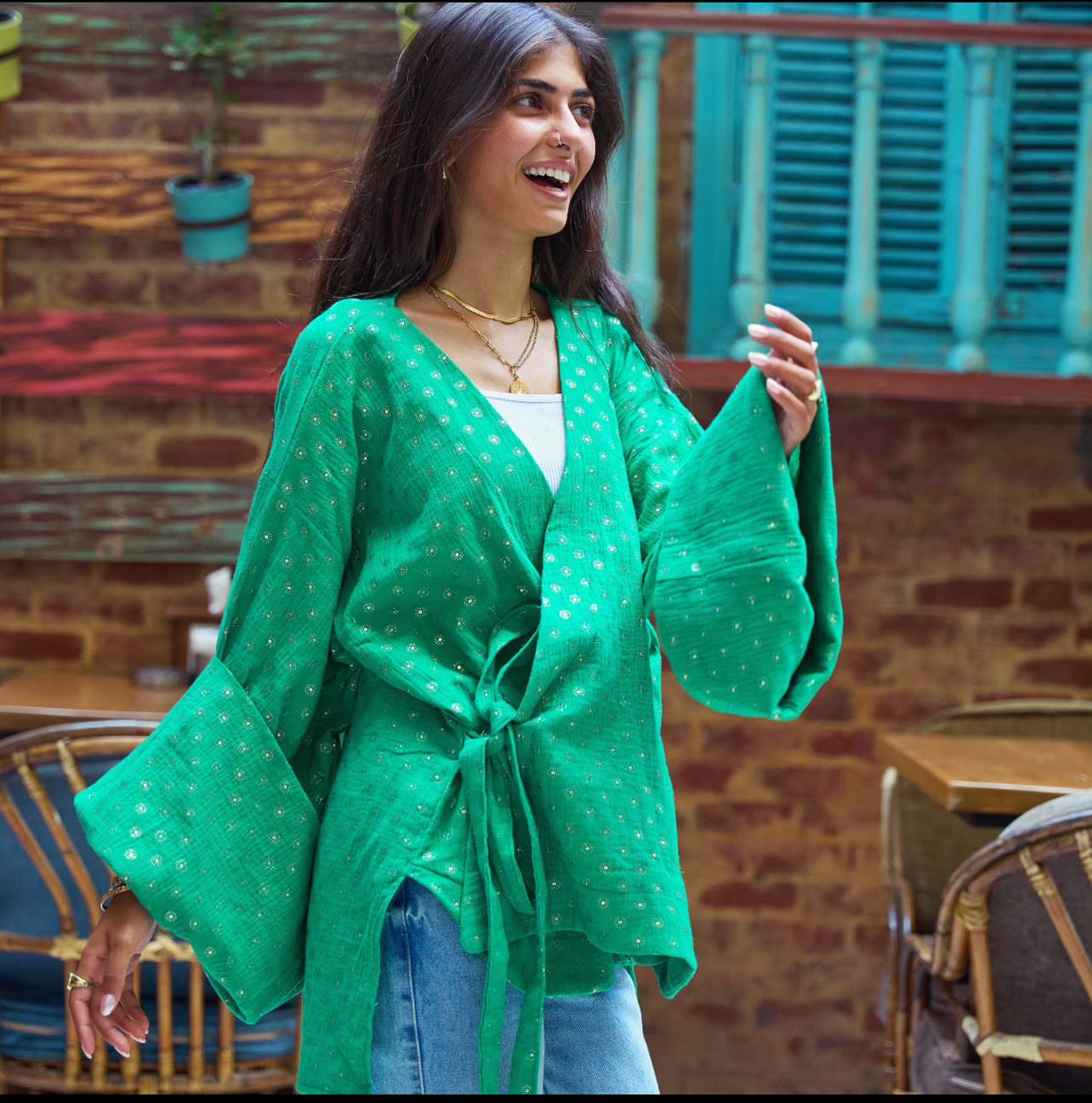 Green Indian style Cardigan