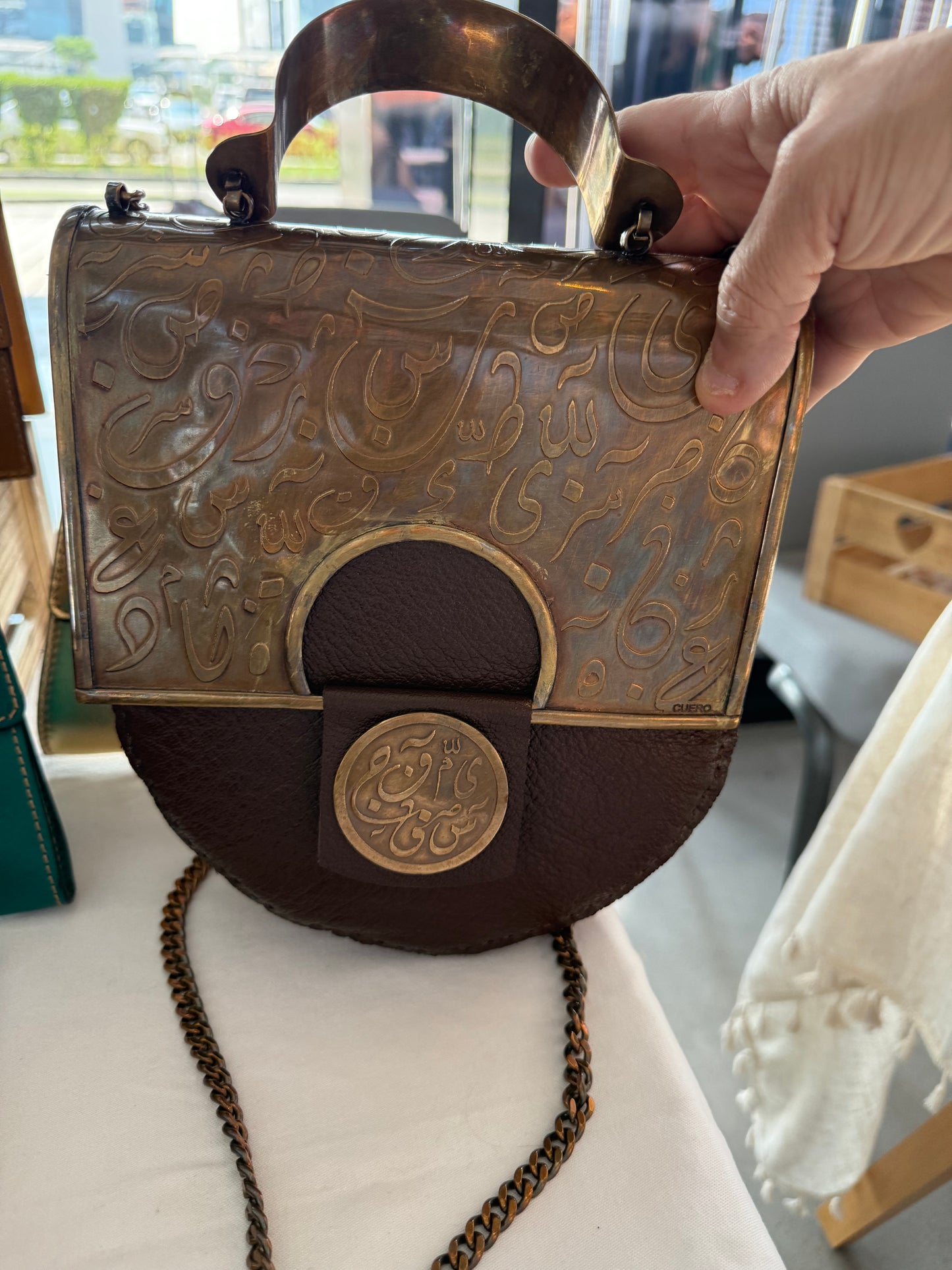 Handmade real leather calligraphy and pharaonic design bag