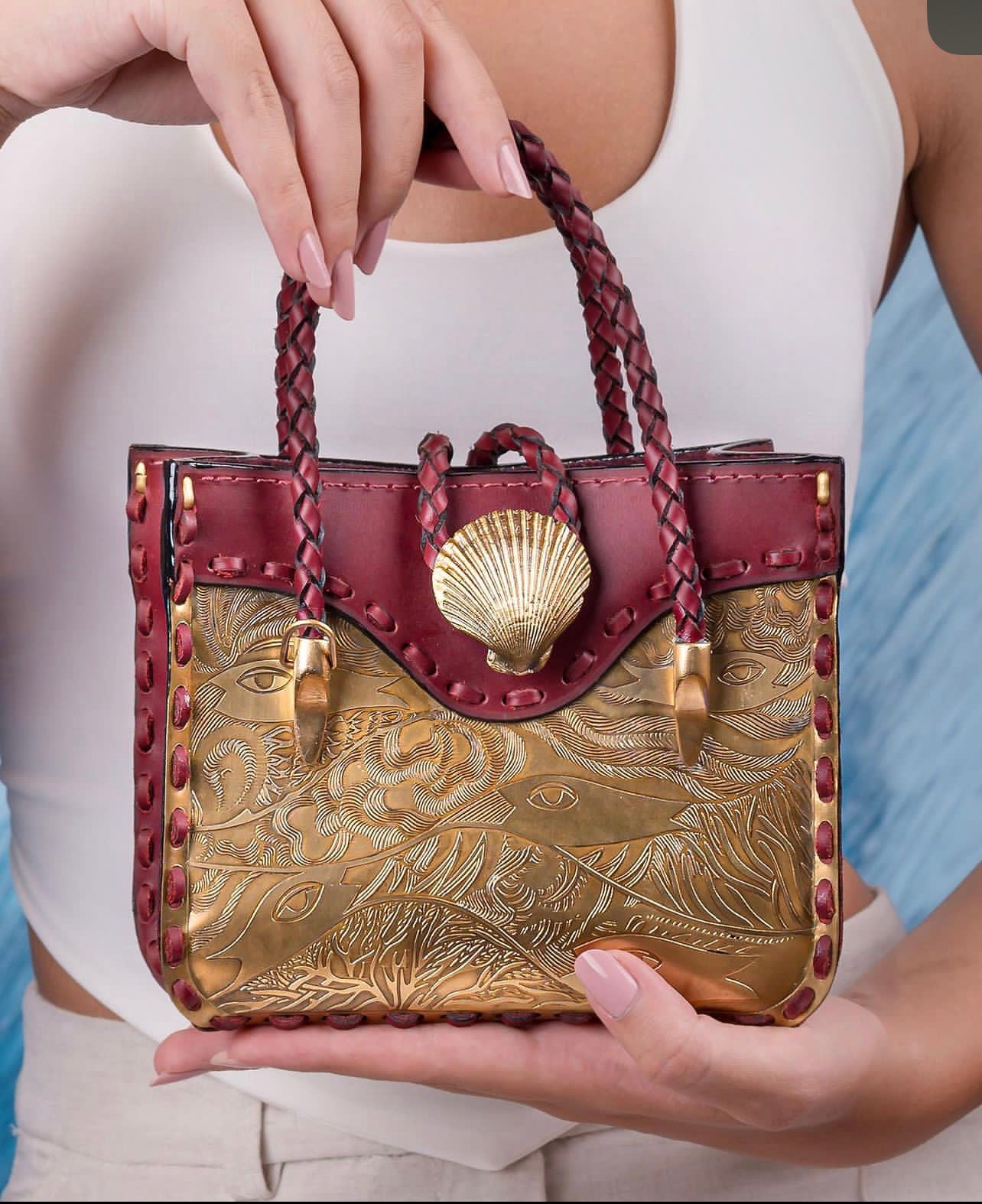 leather and brass sea bag