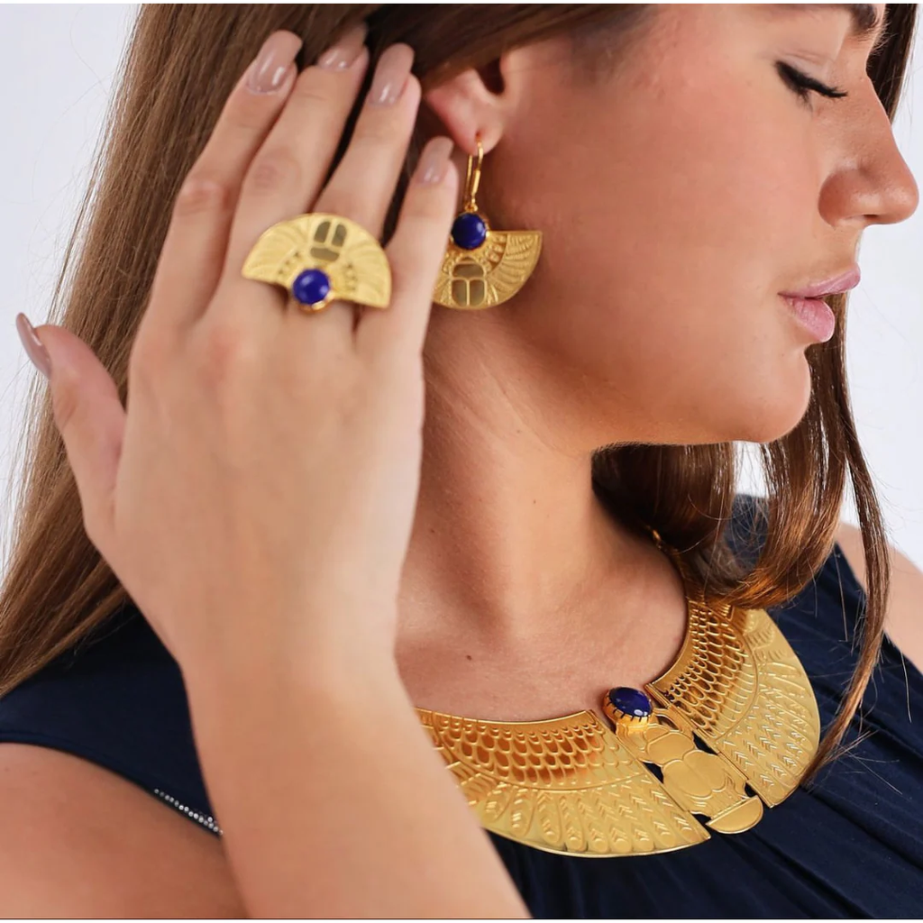 Isis gold plated ring with stone