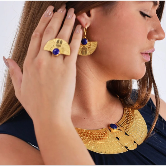 Isis gold plated ring with stone