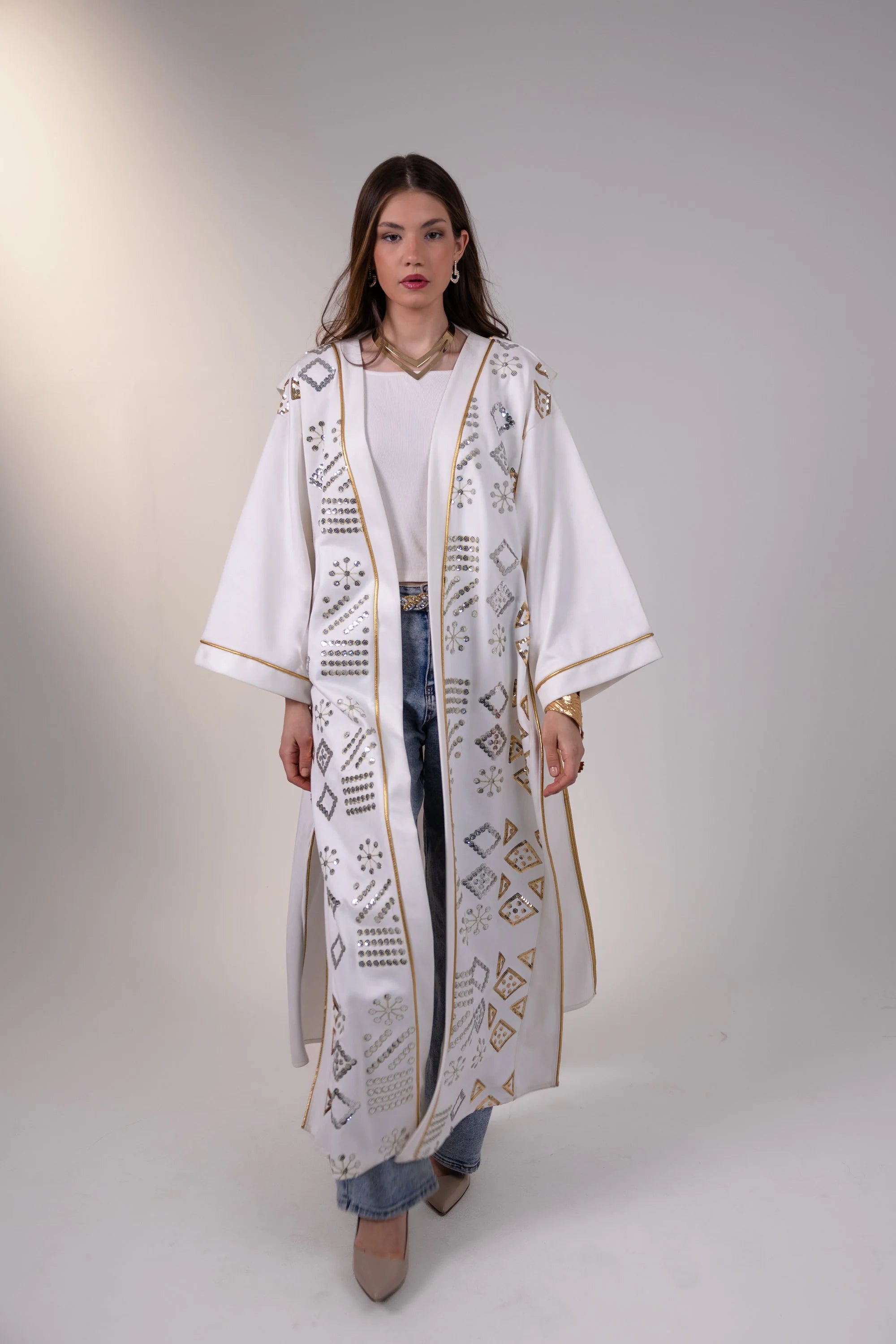 Mounira Kaftan in Off White