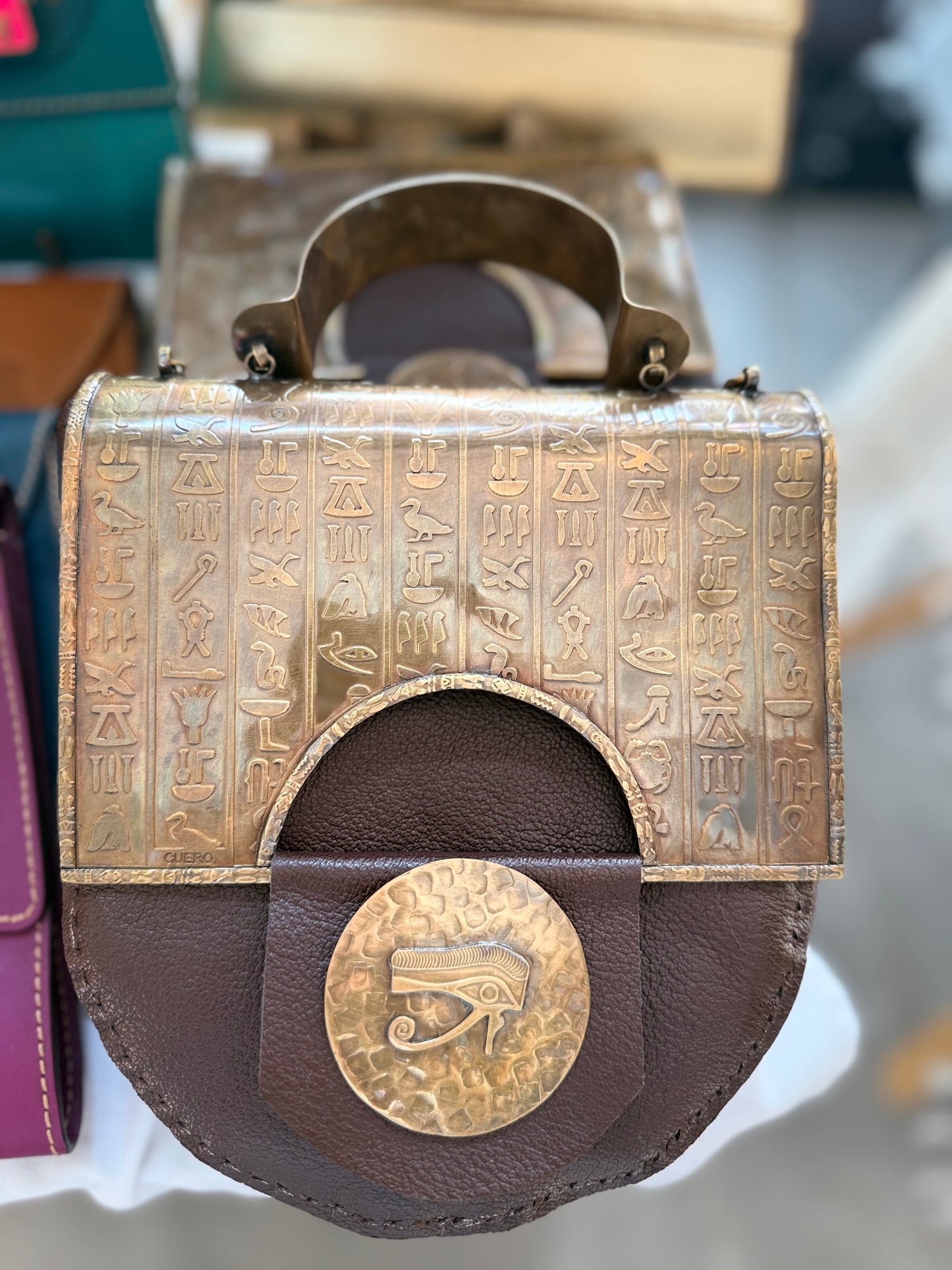 Handmade real leather calligraphy and pharaonic design bag