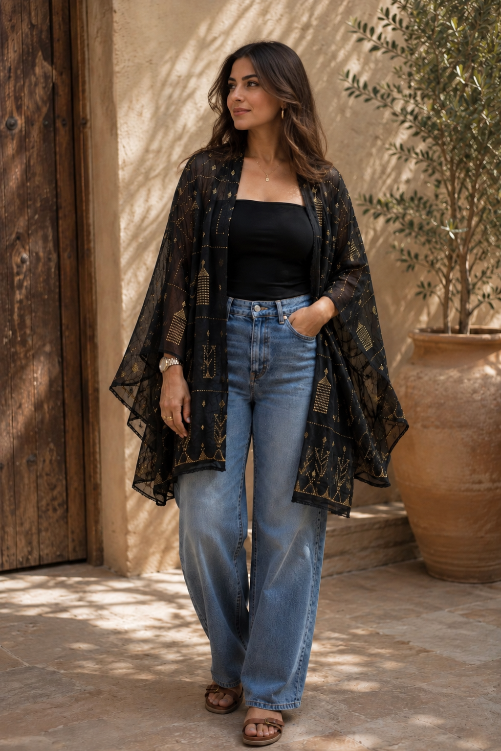Handmade Black-Gold Talli Shawl