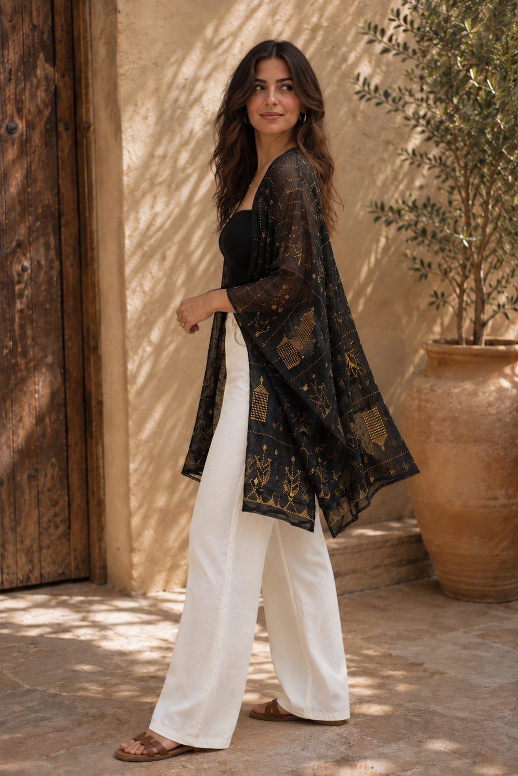 Handmade Black-Gold Talli Shawl