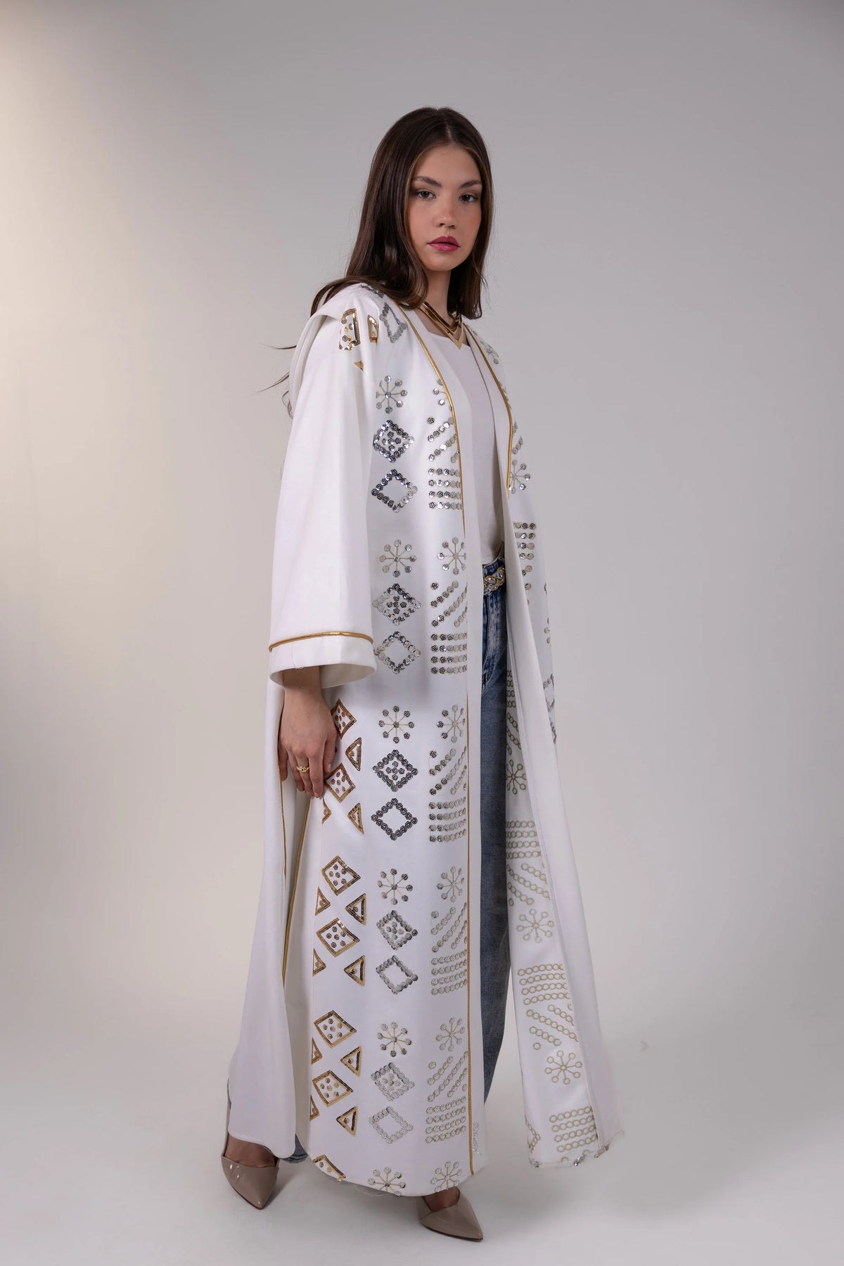 Mounira Kaftan in Off White