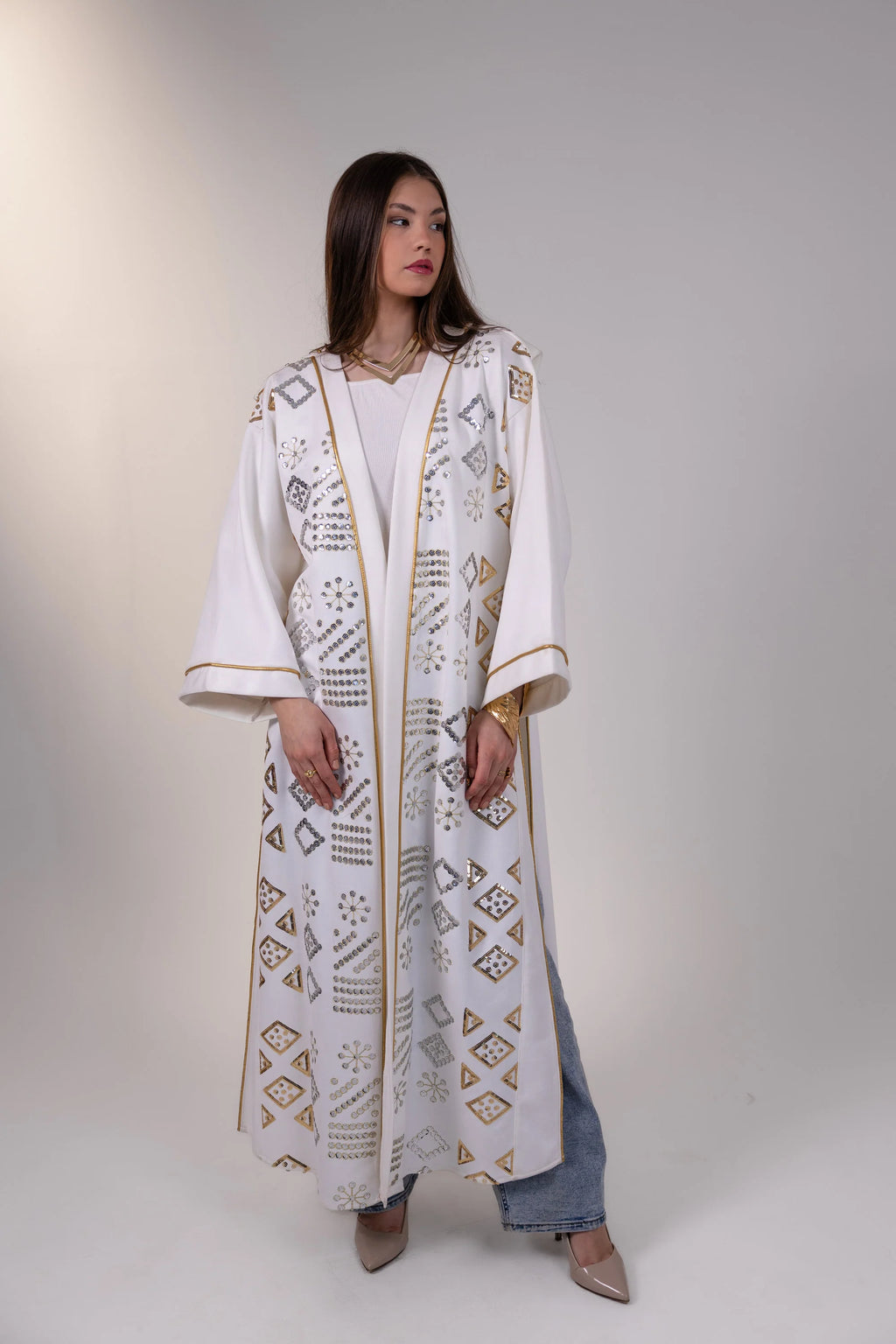 Mounira Kaftan in Off White