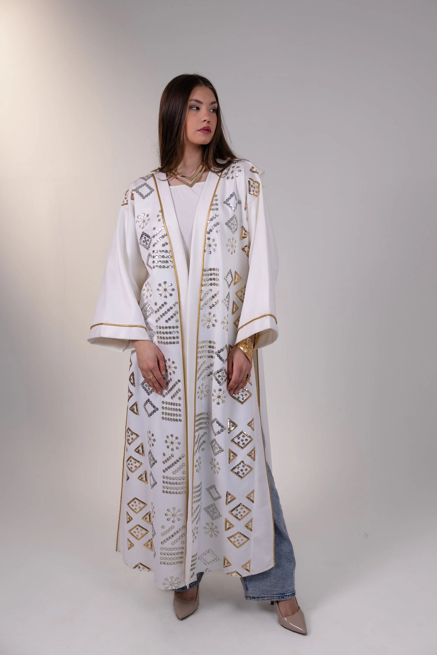 Mounira Kaftan in Off White