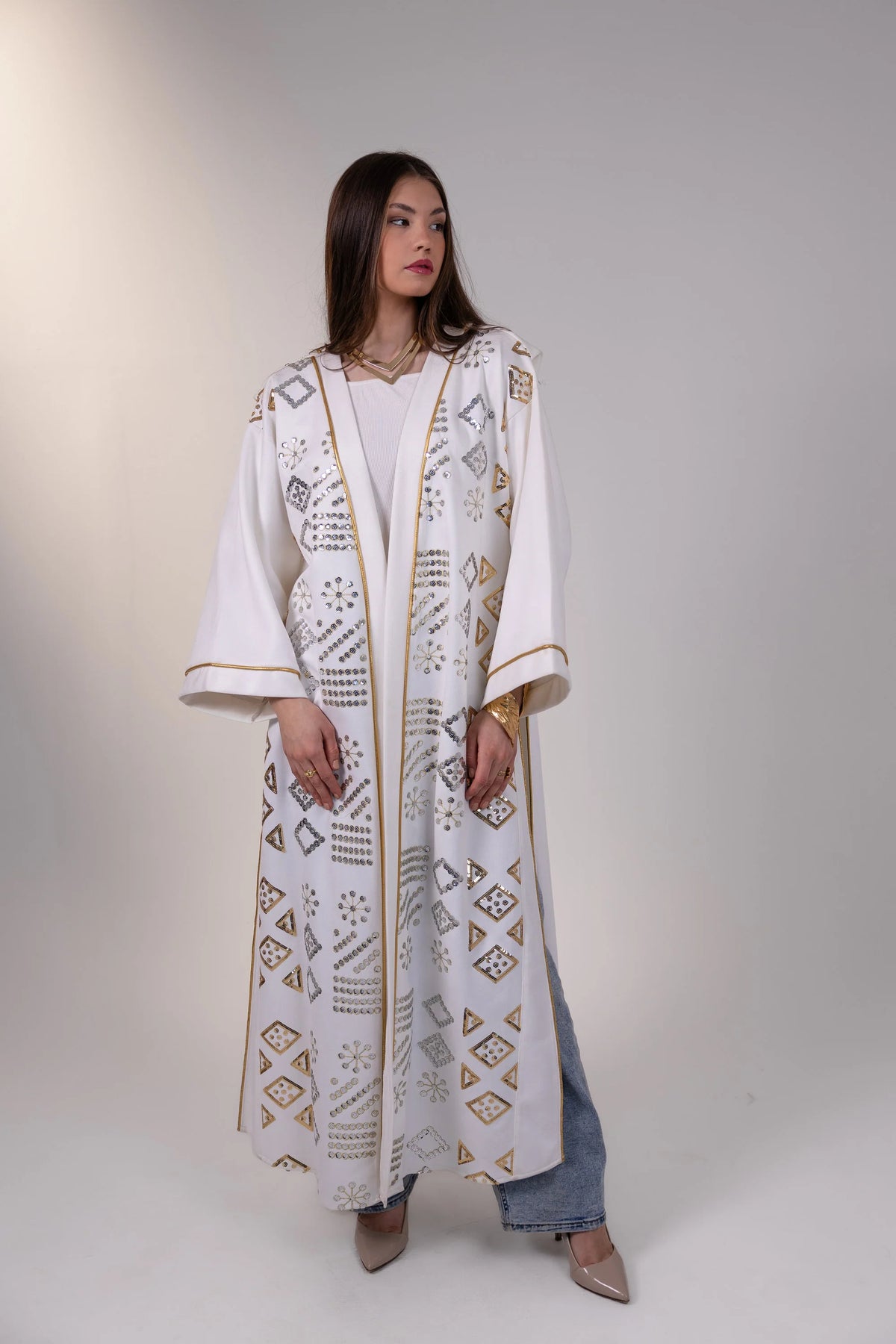 Mounira Kaftan in Off White
