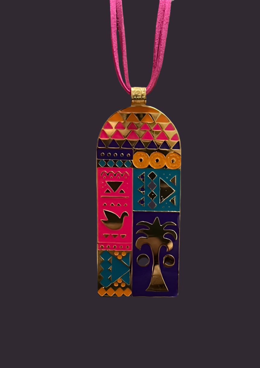 Nubian style pendant with leather necklace