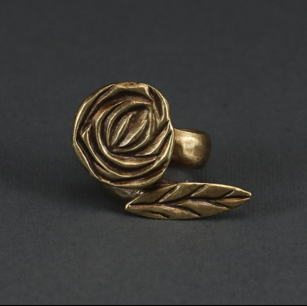 Leaf and Rose Ring