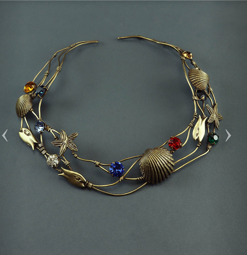 Sea collection brass and crystal necklace