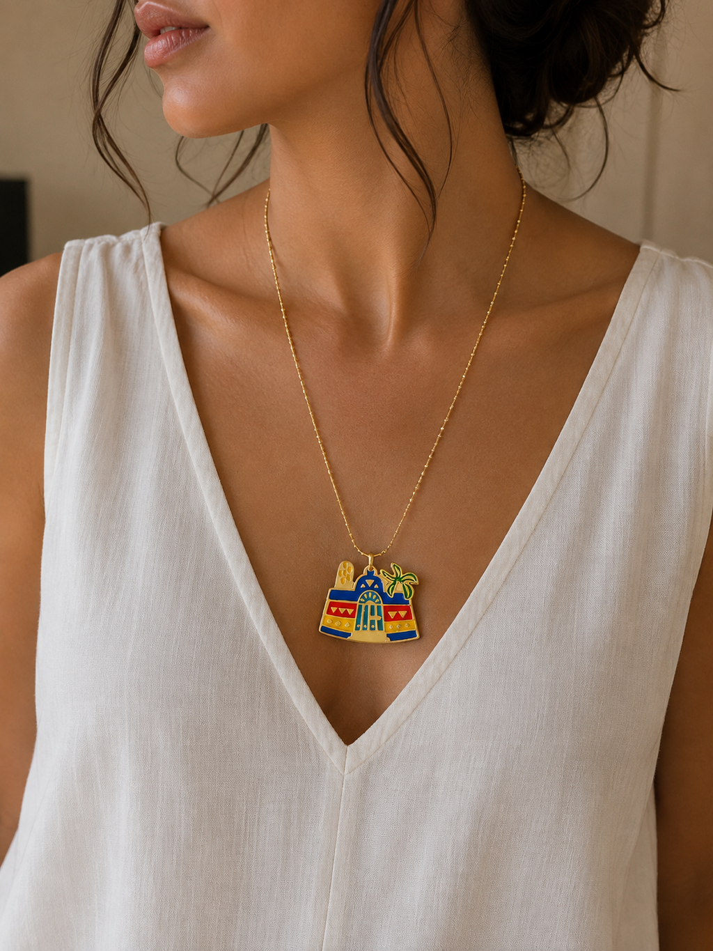 Nubian house thin necklace