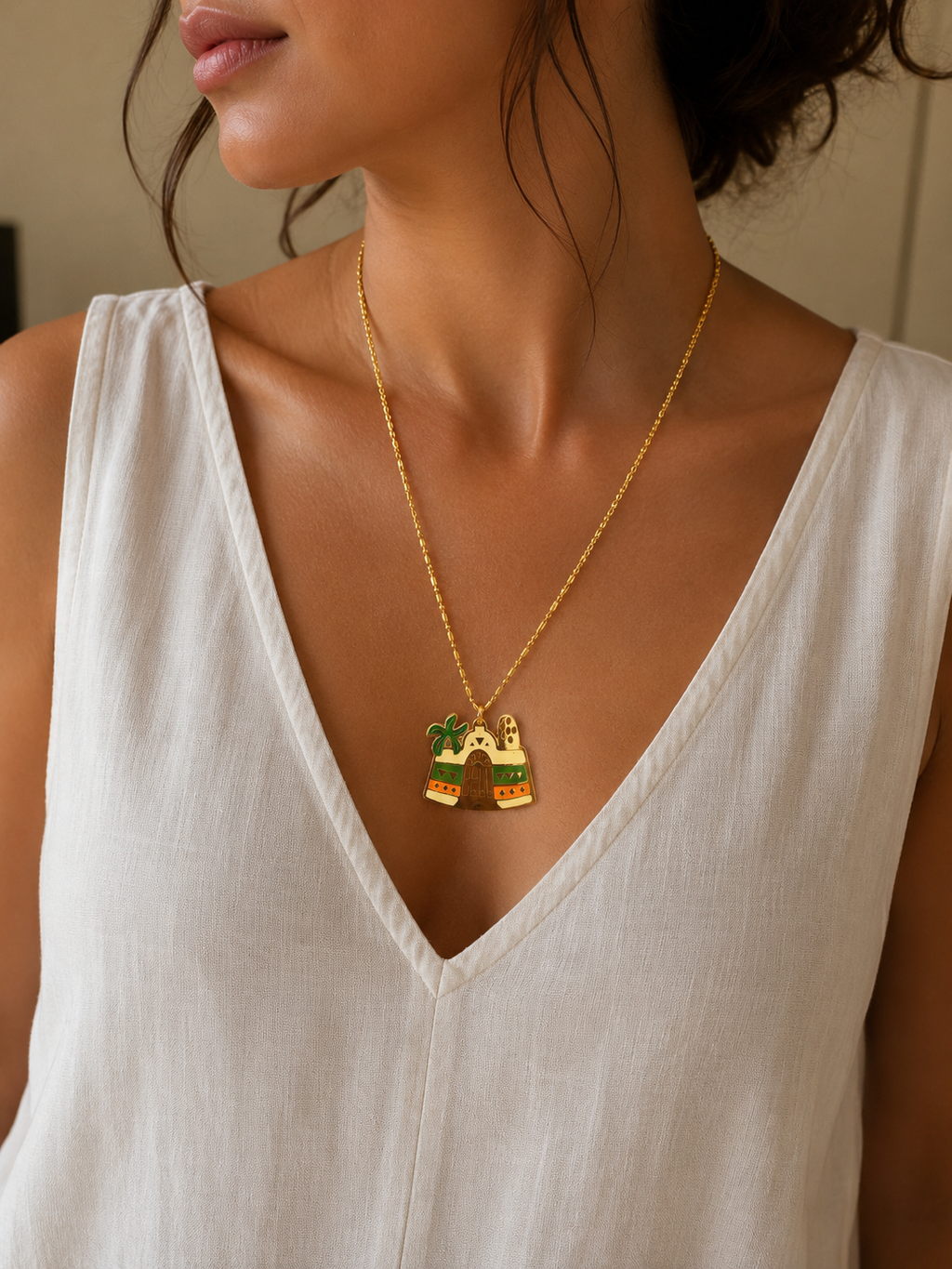 Nubian house thin necklace