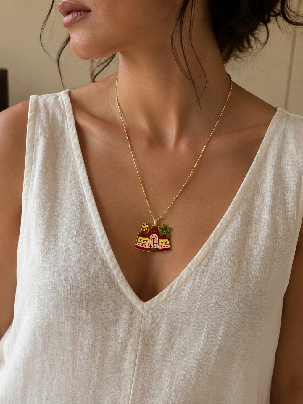 Nubian house thin necklace