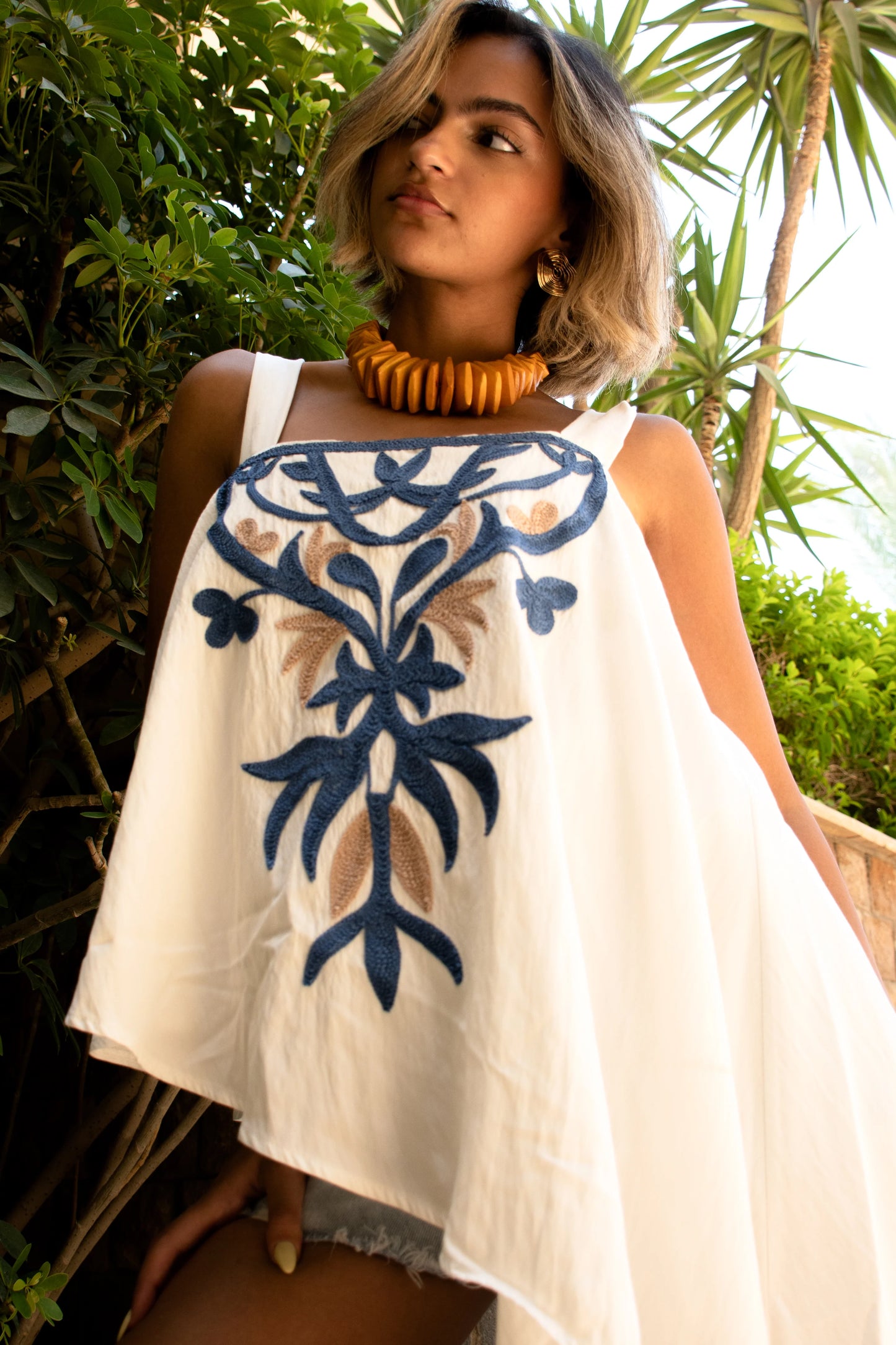 Azure Bloom Blouse - white