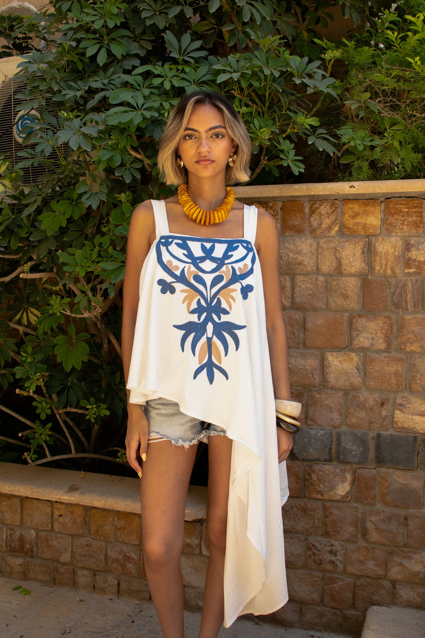 Azure Bloom Blouse - white