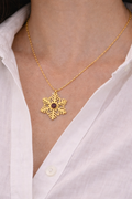 Snow flake with red crystal necklace