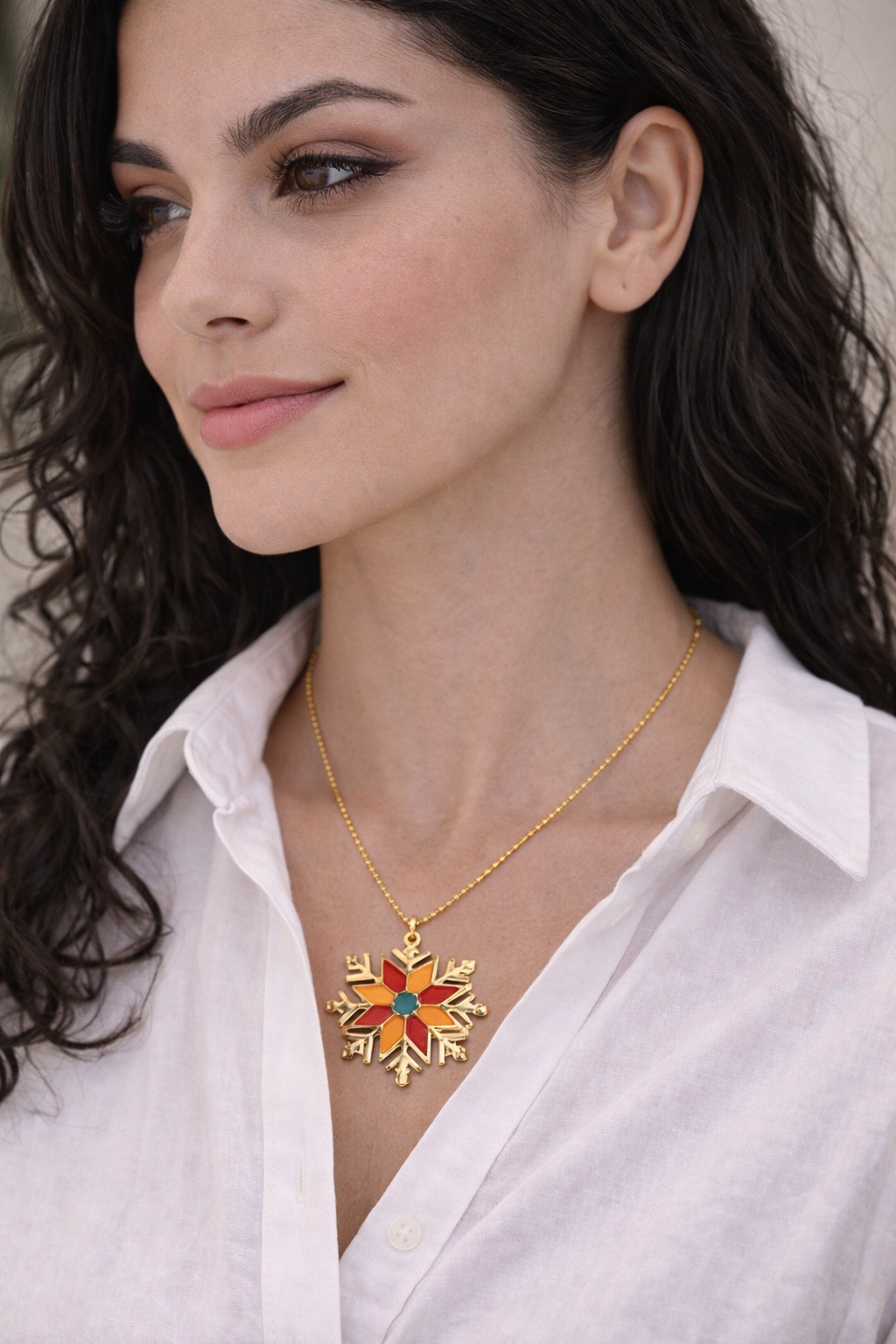 Christmas snow flakes necklace