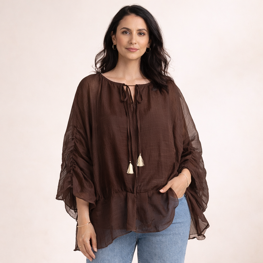 Chiffon Top - Brown