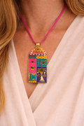 Nubian style pendant with leather necklace