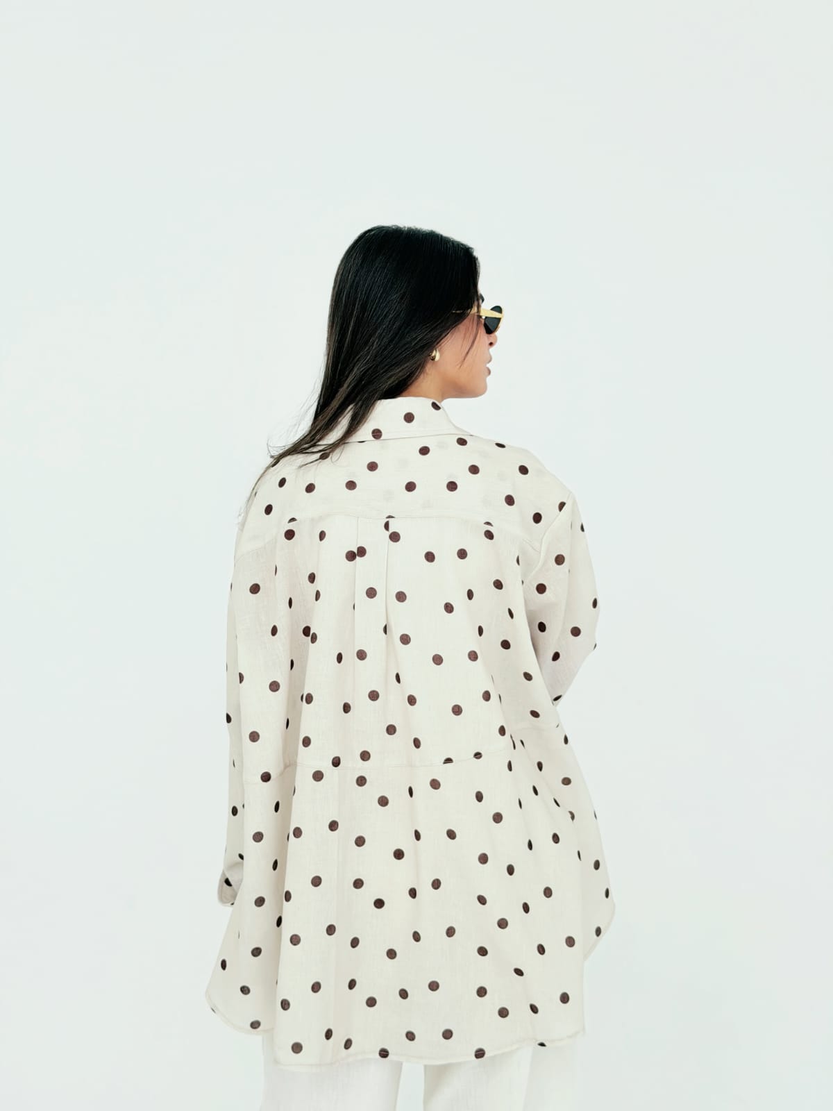 White polka dots shirt