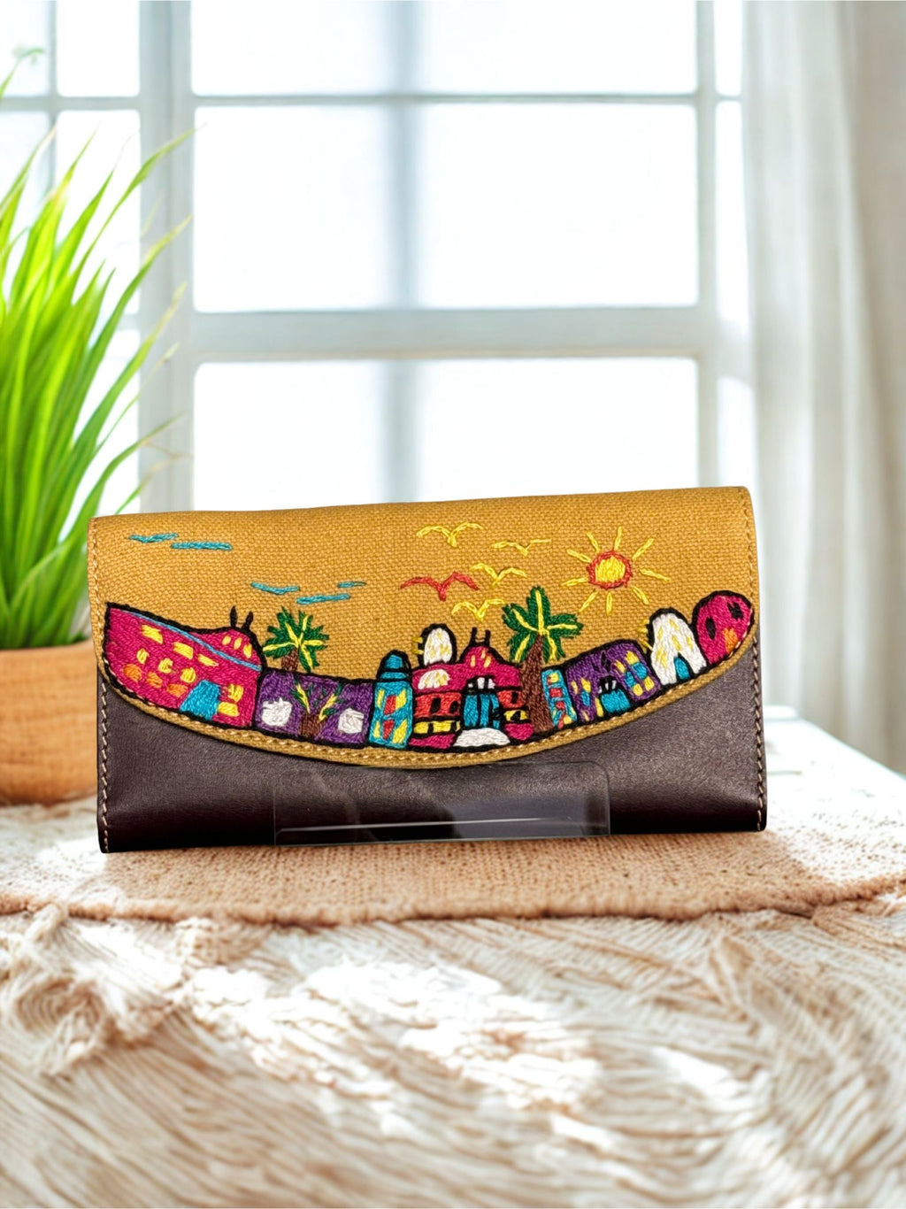 Genuine leather Embroidery handmade Wallet - Three folds
