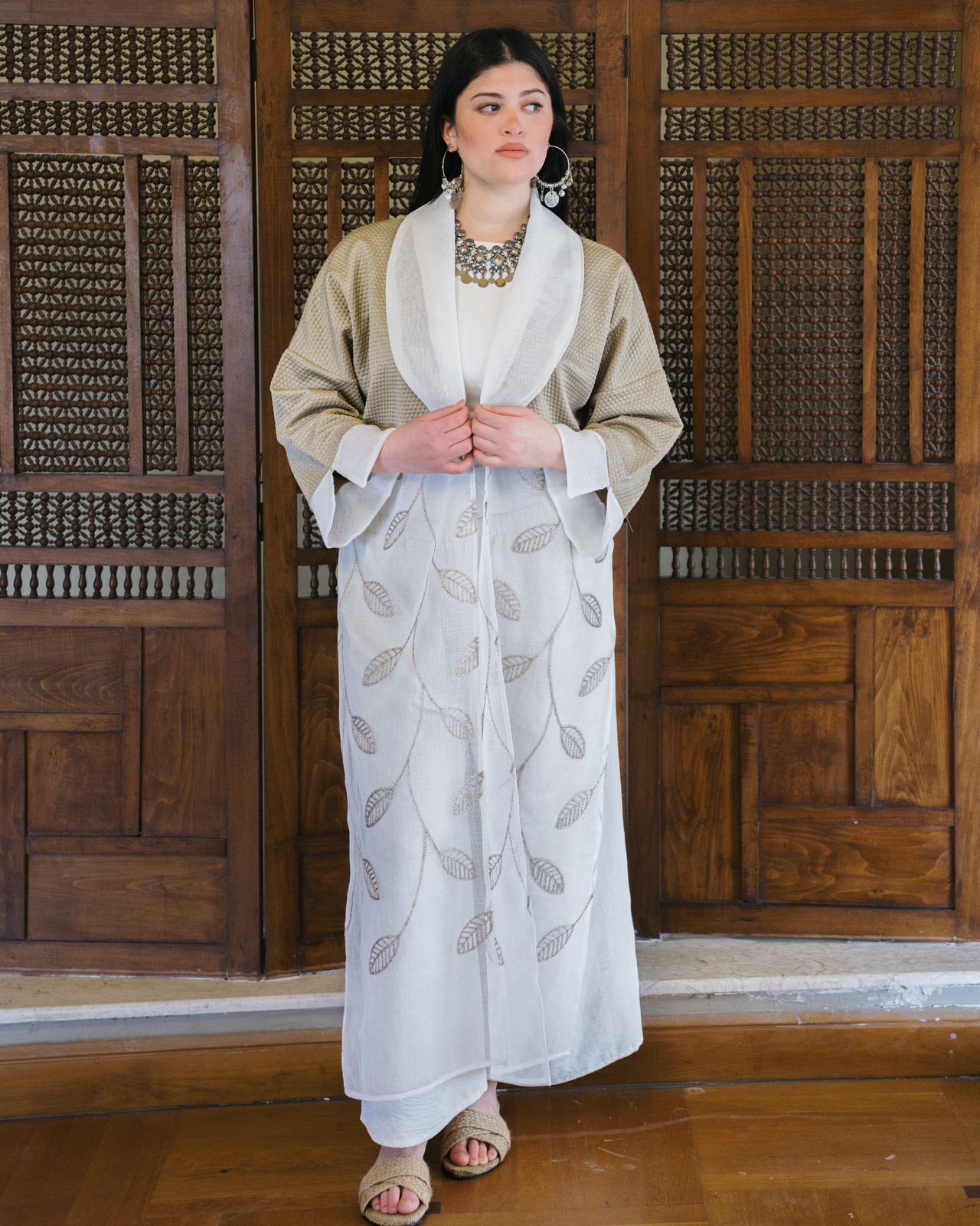 Beige embroidery Kaftan