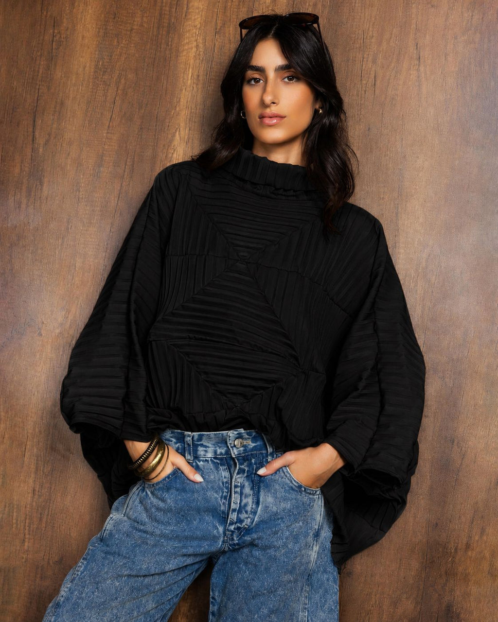 Collar Pleated Top
