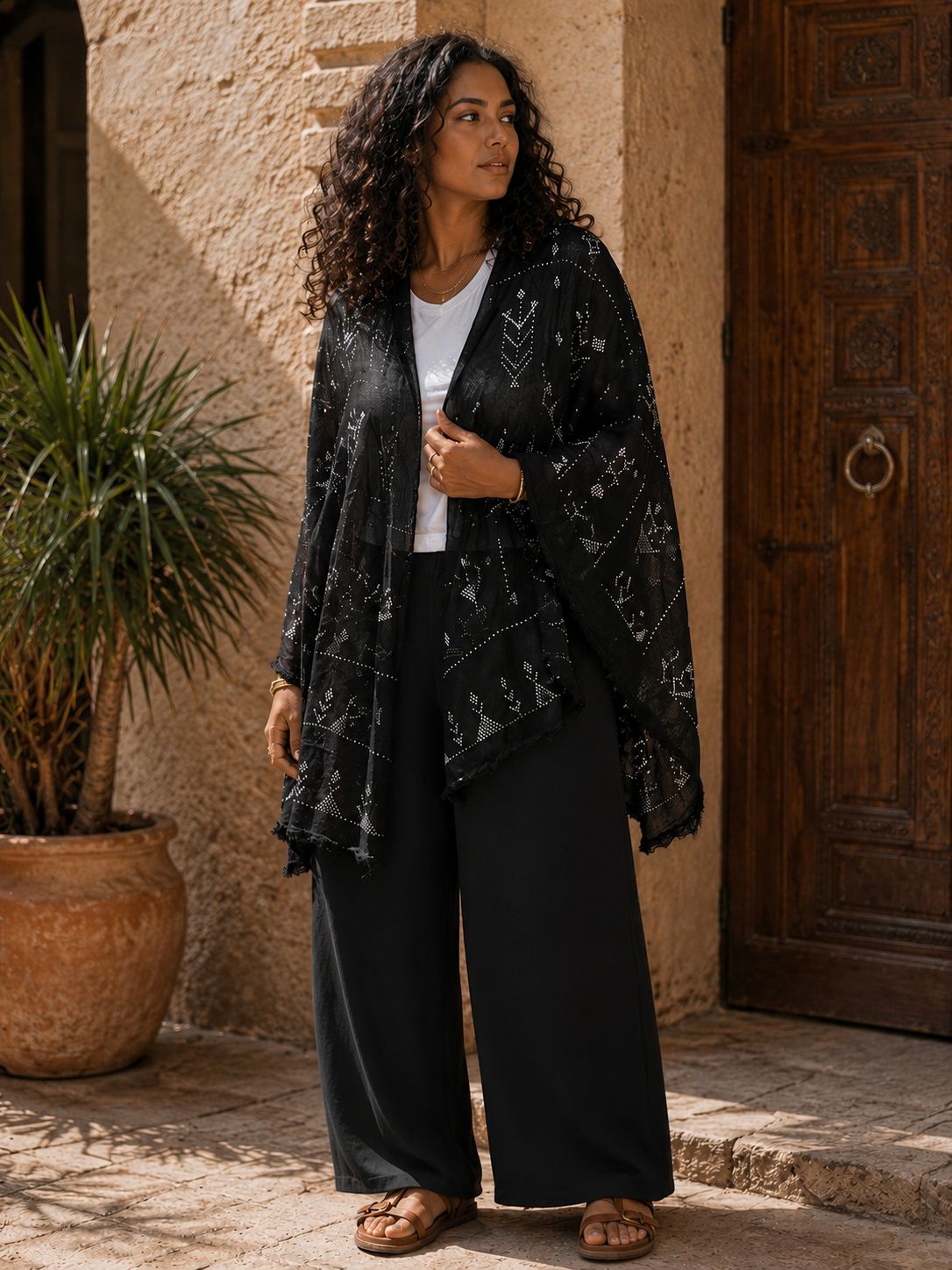 Handmade Talli Shawl - Black&Silver