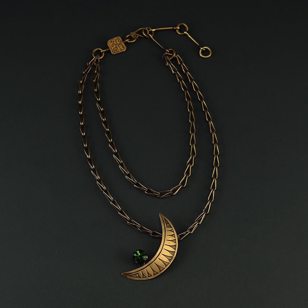 Crescent brass necklace